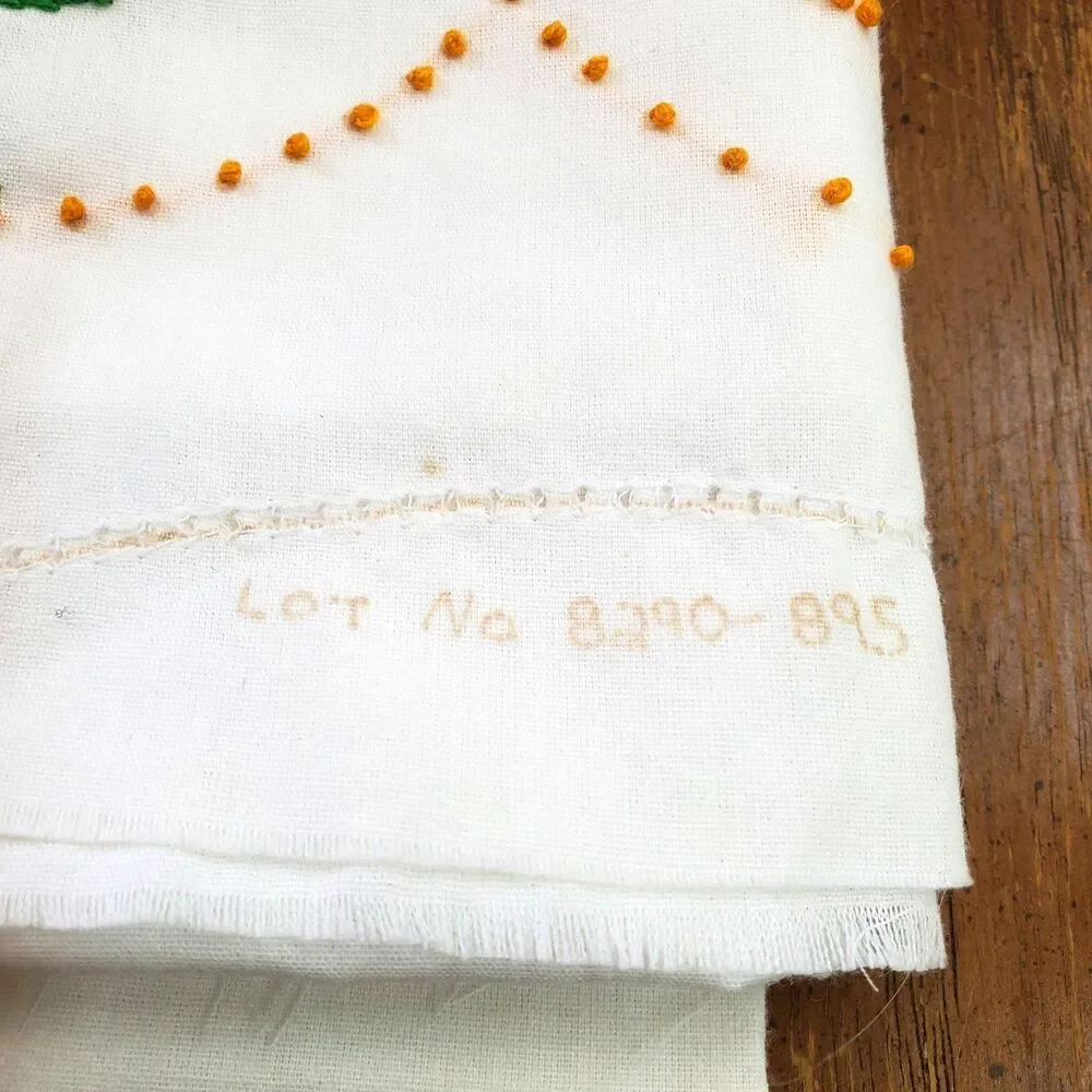 Vintage Hand Embroidered Floral Pillowcases White Cotton Pair 2 Cottagecore